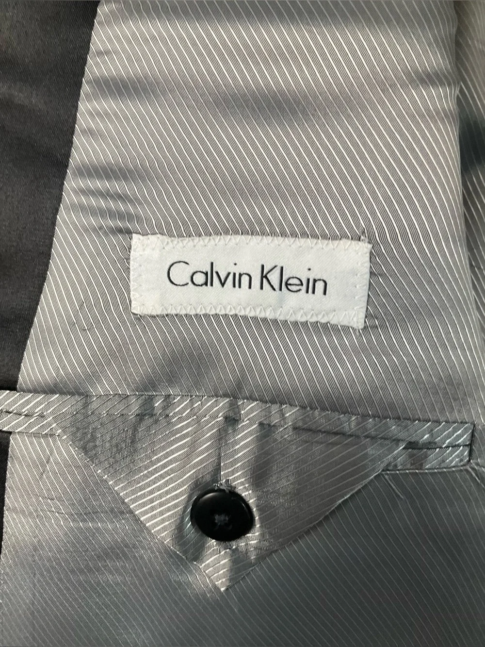 Calvin Klein Tuxedo Jacket Men’s 46R Wool Satin Lapel Trim Black